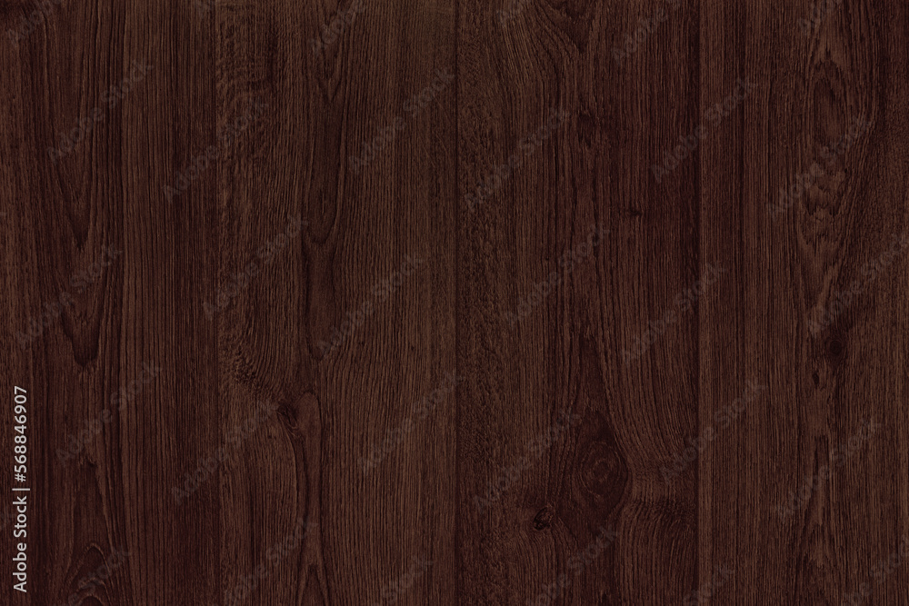 Fototapeta premium Dark brown wooden board shabby surface texture. Rough wood plank rustic background