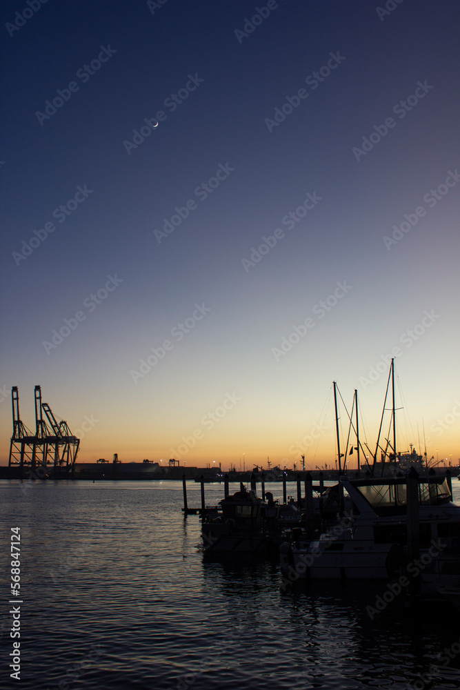 Industrial port at dusk