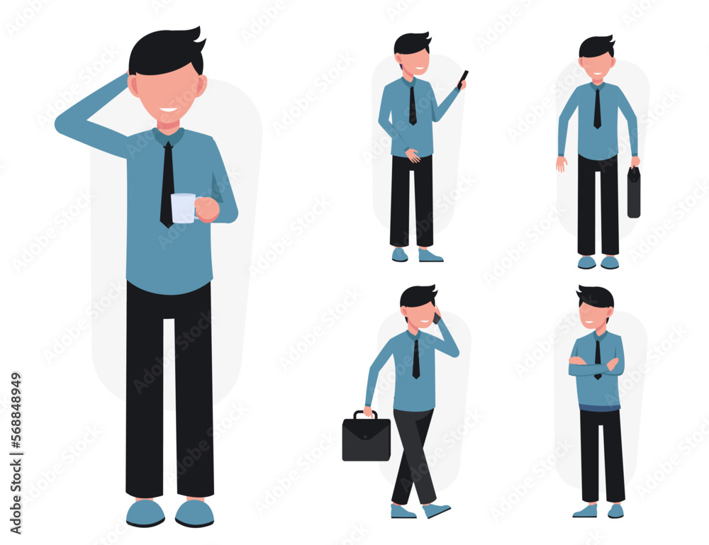 Set of work people in cartoon characters different action vector Set of work people in cartoon characters different action vector