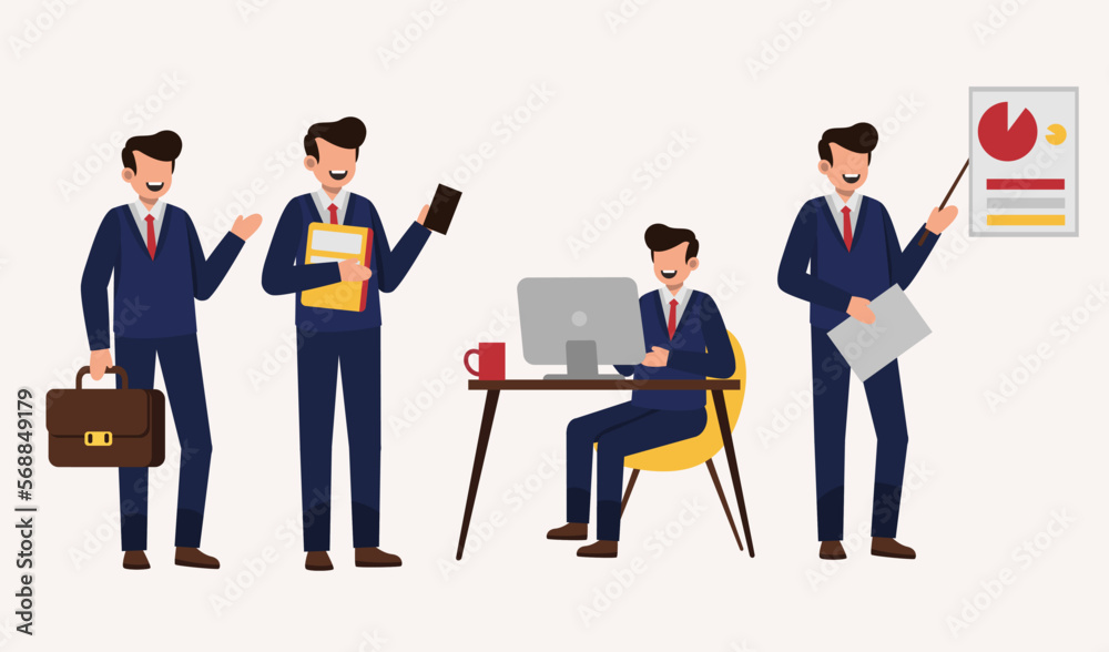 set of business people in cartoon characters vector illustration