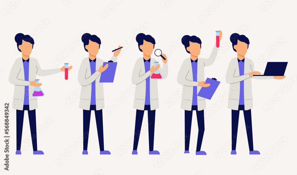 Set of medical personal in uniform in cartoon character flat vector Set of medical personal in uniform in cartoon character flat vector