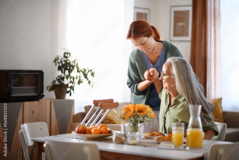 Nurse helping senior woman with walking after leg injury. Nurse helping senior woman with walking after leg injury.