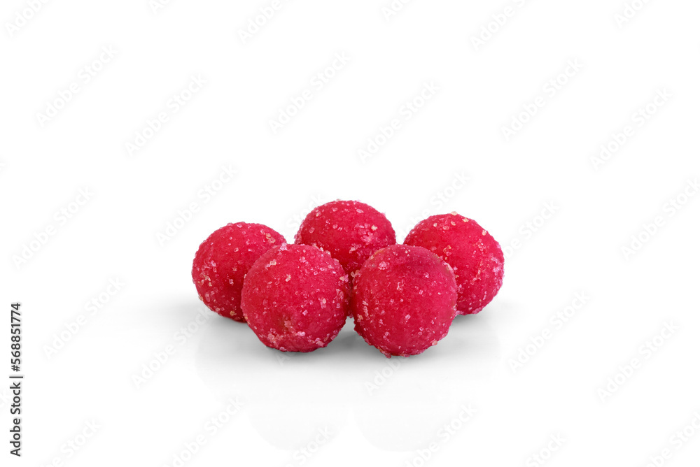 Pink dragee with sugar isolated on white background. Pink dragee with sugar isolated on white background.
