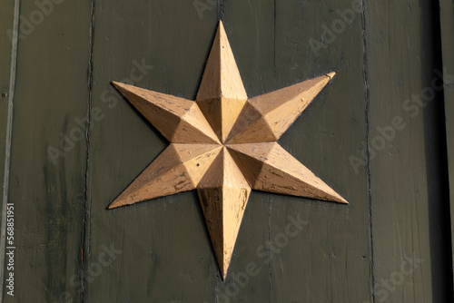 star, detail on the door of the cathedral of Malmedy-Belgium