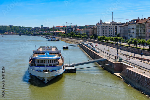 Budapest, Hungary - July 04, 2022: Danube bank in Budapest