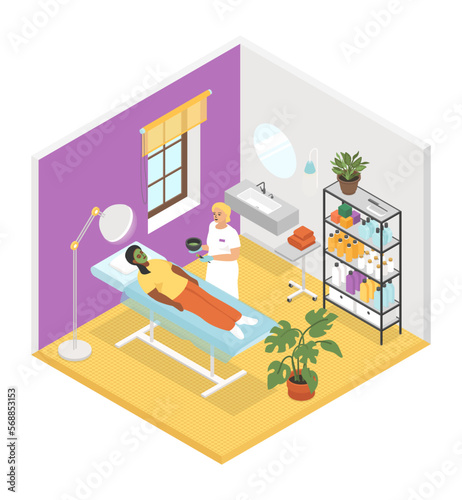 Wellness salon - modern vector colorful isometric illustration