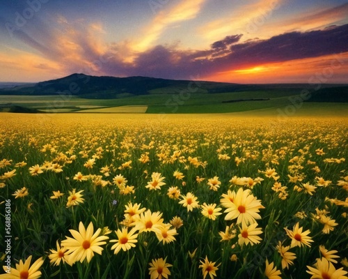 Spring nature landscapes with flowers and colors 