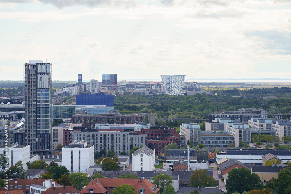 View from the city centre of Copenhagen  towards Ørestad, a developing city area