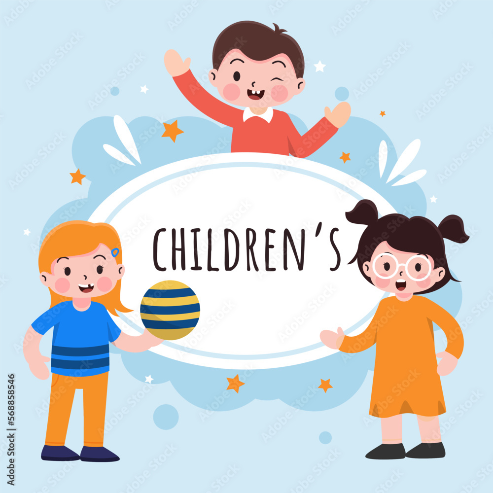 The ethnic diversity friends in cartoon character playing ball vector The ethnic diversity friends in cartoon character playing ball vector