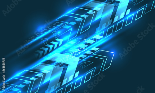 Abstract blue arrows direction dynamic speed design modern futuristic technology background vector