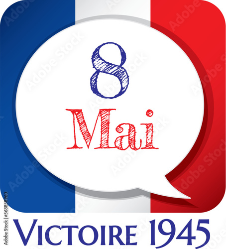 Obraz na płótnie PICTOGRAMME 8 MAI BLEU BLANC ROUGE w salonie
