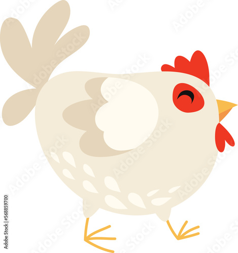 A cartoon vector illustration of cute cartoon chicken.