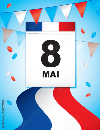 8 MAI BANDEROLE TRICOLORE