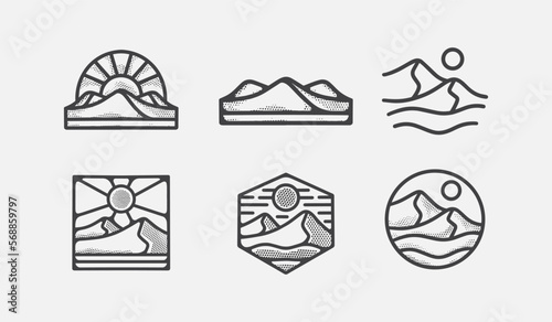 Mountain hill adventure explore monoline. Universal creative premium symbol. Vector sign icon logo template. Vector illustration