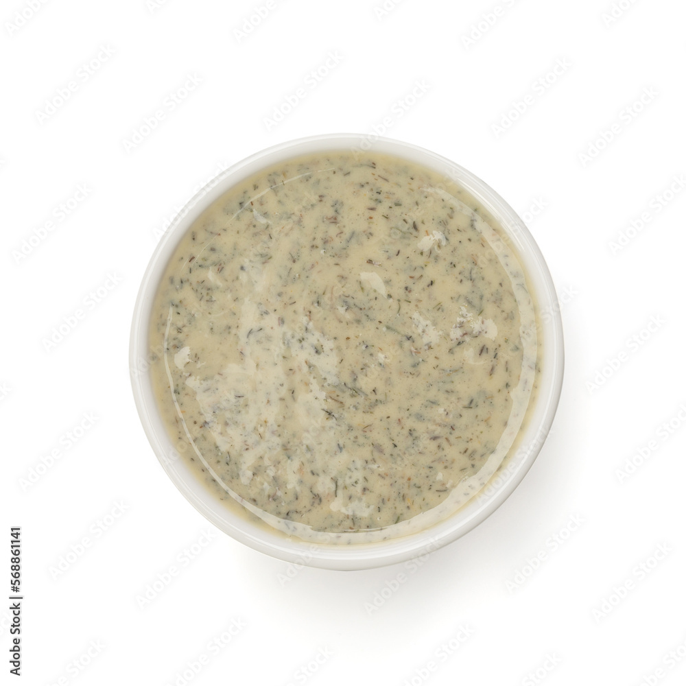 Sauce bowl isolated on a white background. Top view. Clipping path included Sauce bowl isolated on a white background. Top view. Clipping path included