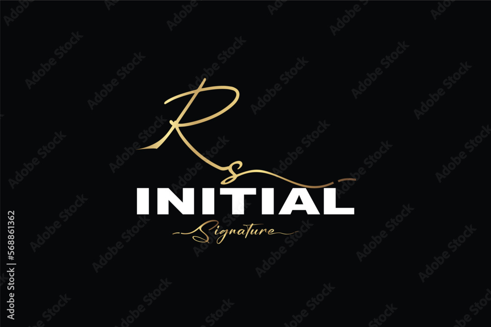 Initial R and S Logo Design in Elegant Gold Handwriting Style. RS ...