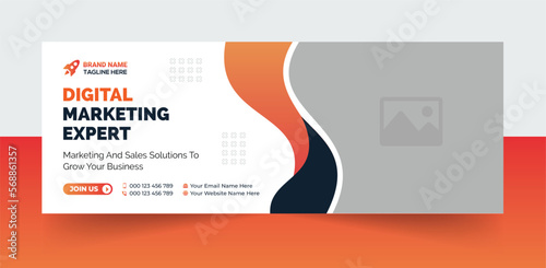 Digital marketing agency facebook cover design with creative shape or web banner for digital marketing business