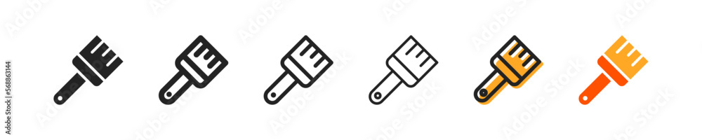 Paintbrush set icons in different styles. Paint, draw, write, artist, house painter,repair, art, design, refresh walls, work, professional.creativity concept. Set of vector icons on a white background Paintbrush set icons in different styles. Paint, draw, write, artist, house painter,repair, art, design, refresh walls, work, professional.creativity concept. Set of vector icons on a white background