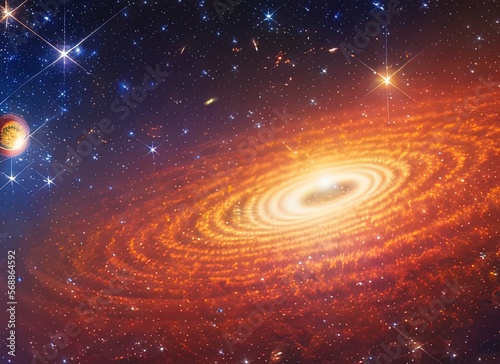 Alpha Pavonis, Binary star system, Space Art. Generative AI. photo