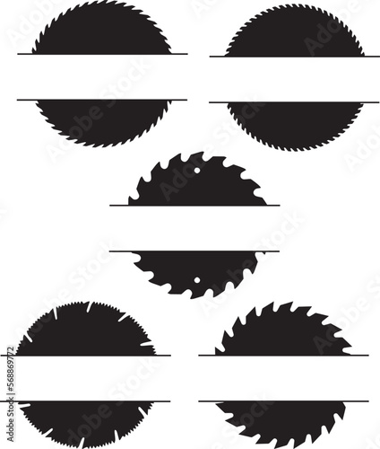 Saw blades for woodworking machine set icons, Silhouette SVG Vector
