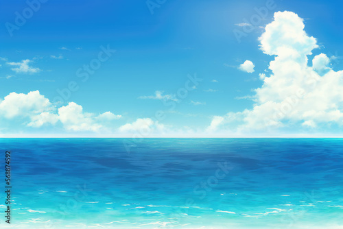 Blue sky and blue ocean, Generative AI © HiroSund