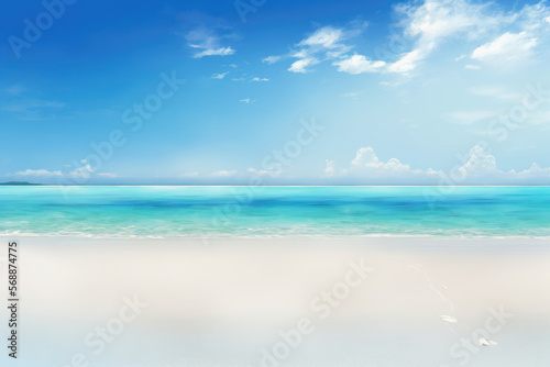 Blue sky  blue ocean and white sand beach  Generative AI