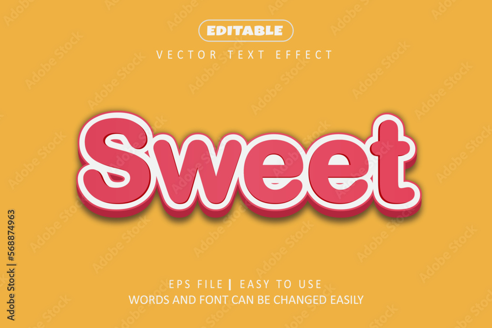 Sweet text effect style - white and pink 