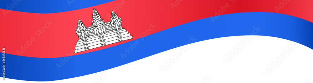 Obraz premium Cambodia flag wave isolated on png or transparent background
