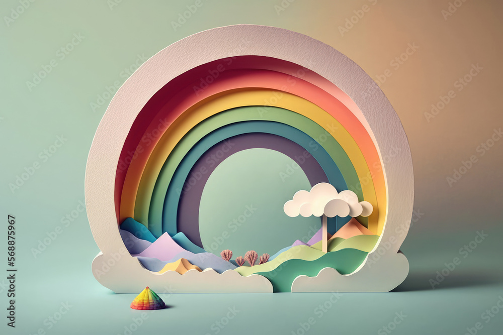 abstract 3d illustration of rainbow object made by generative ai