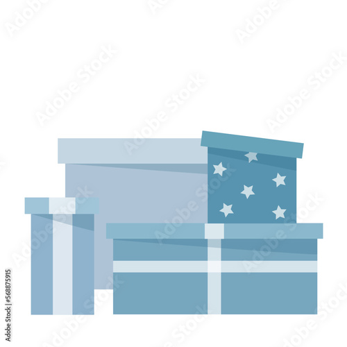 Set of blue gift boxes
