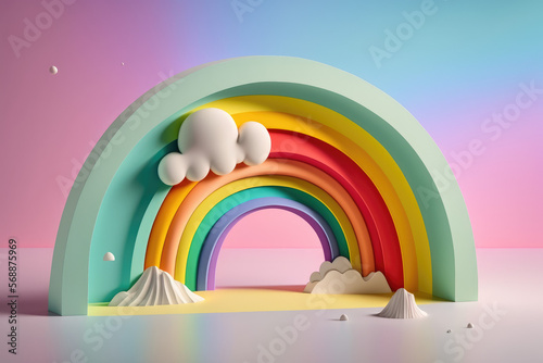 abstract 3d illustration of rainbow object made by generative ai