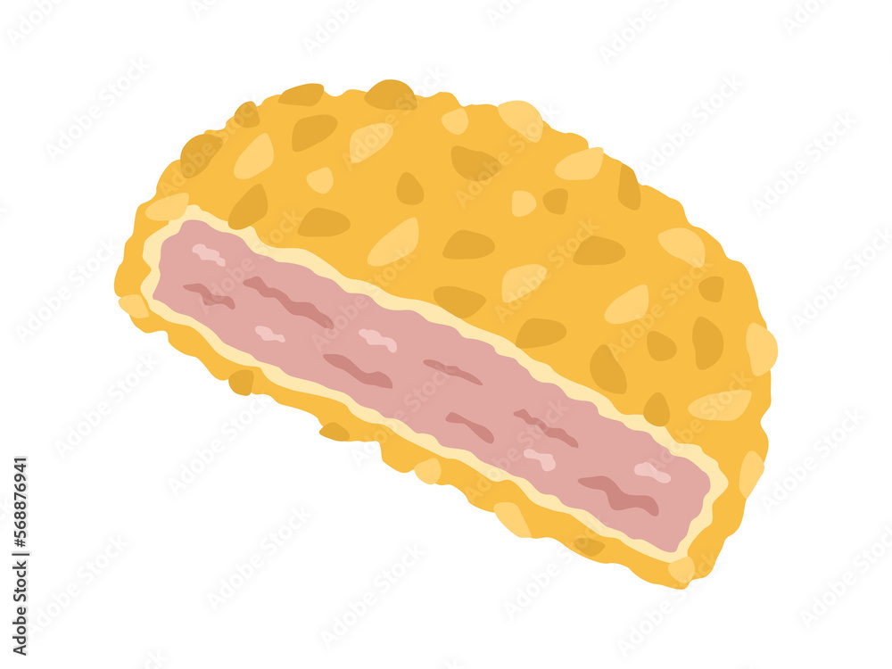 カットした、ハムカツのイラスト カットした、ハムカツのイラスト