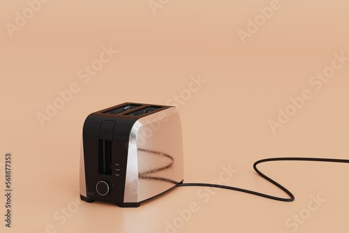 the concept of making toast. toaster on a pastel background. 3D render