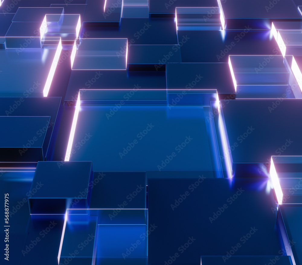  technology background blue light pixel box