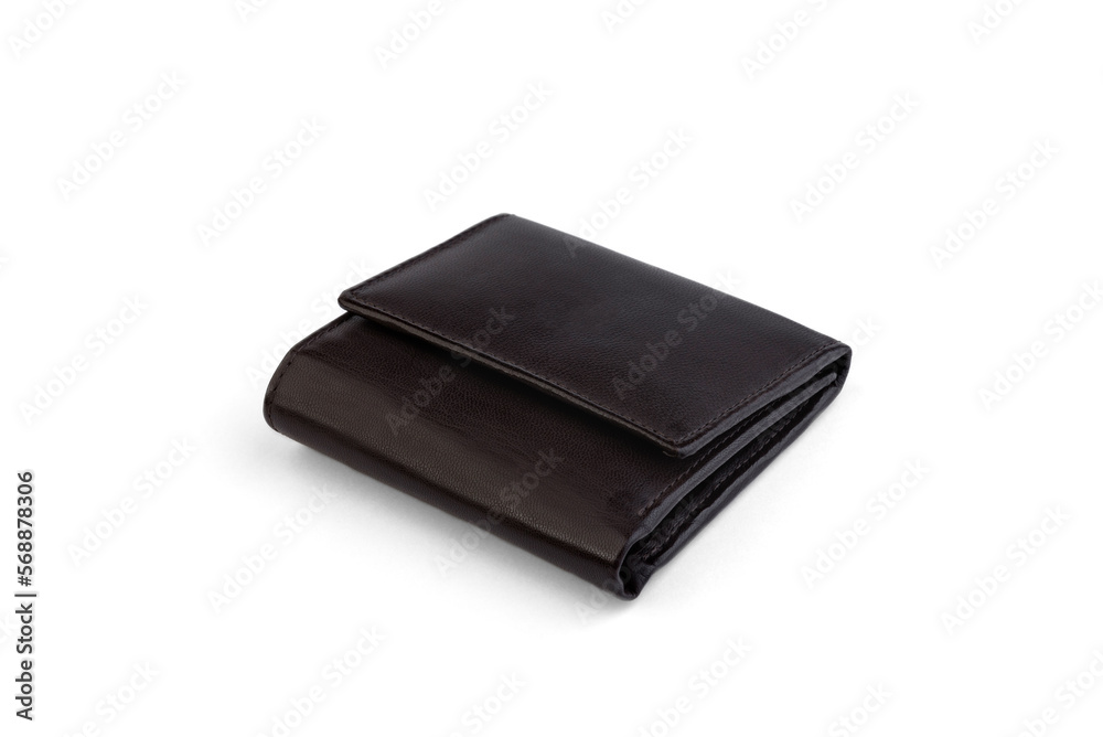 Brown women's leather wallet isolated on white background. Brown women's leather wallet isolated on white background.
