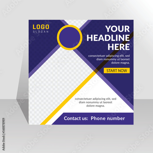 new modern social media design for advertising promotion business growth. vector illustration blue yellow and gold color creative social post, clean modern design for Facebook and  Instagram template.