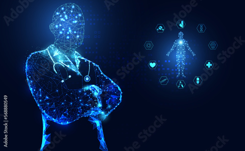 Abstract health medical science healthcare icon digital technology doctor concept modern innovation,Treatment,medicine on hi tech future blue background. © Tex vector