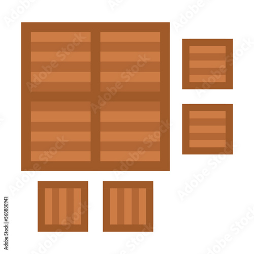 Top view of square table and chairs. Garden furniture for outdoor plan. Vector illustration of patio and yard landscape element isolated on white. Architecture, design concept