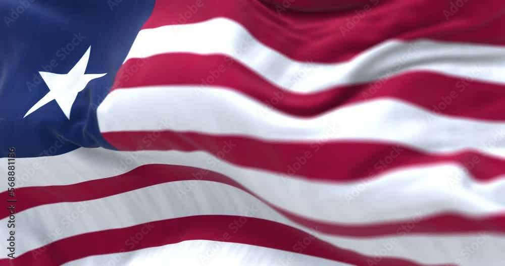 Detail of Liberia National flag waving
