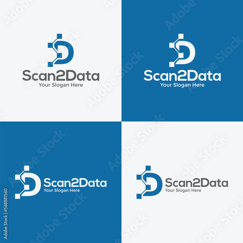 Initial letter D with technology logo for technology Internet and data related business.