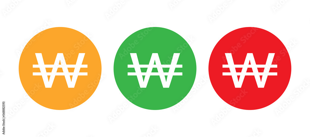 won currency symbol buy sell icon set. won money cash vector. won currency symbol buy sell icon set. won money cash vector.