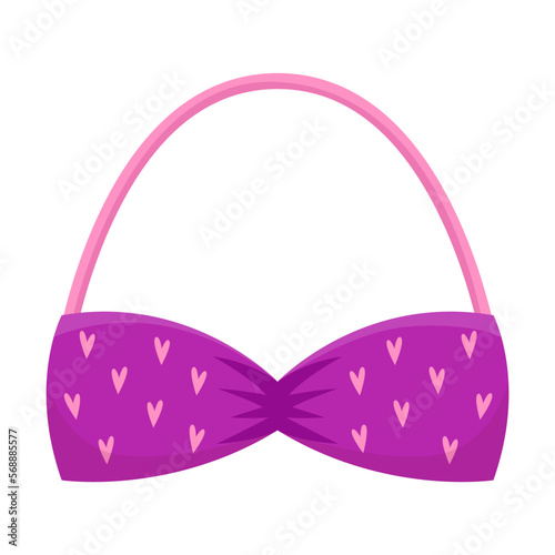 Purple bikini bra for women vector illustration. Female underwear, fashion, glamour concept