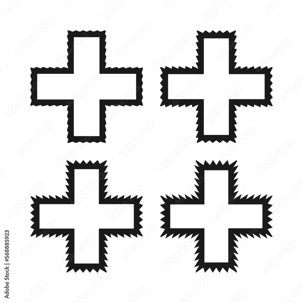 Fototapeta premium Zigzag Edge Hollow Cross Stroke Shapes