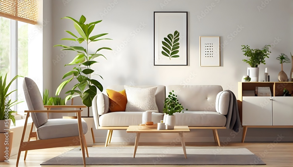 View of Simple and Sweet: A Minimalist living Room Design. A neutral color ...
