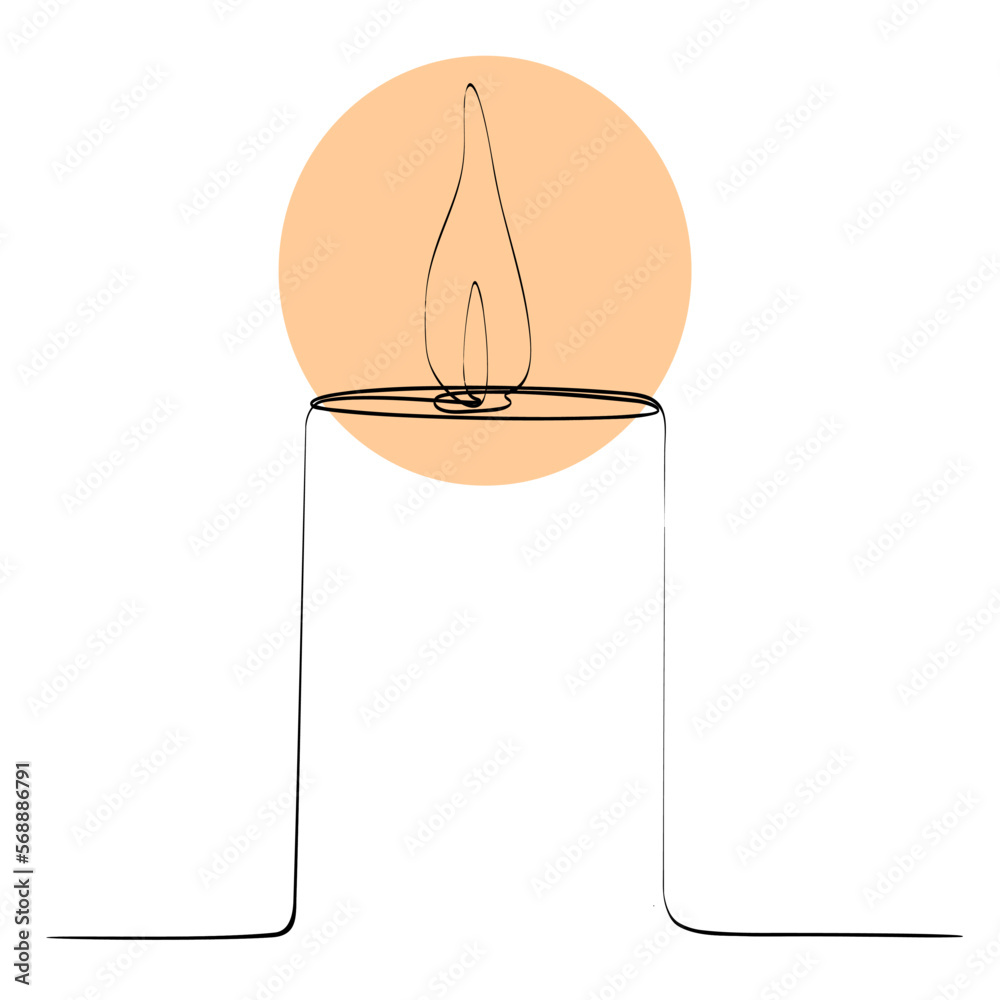 Fototapeta premium continuous one line drawing of a burning candle.