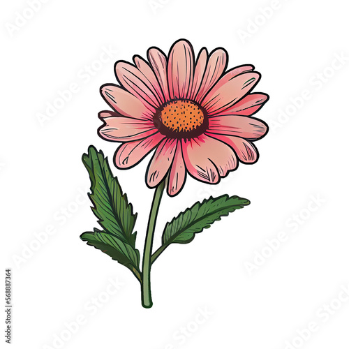 Cute pink flower hand drawn element  perfect for decorating  Valentine Day or Mother Day card.