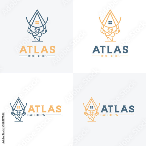 lines Atlas property logo design vector template