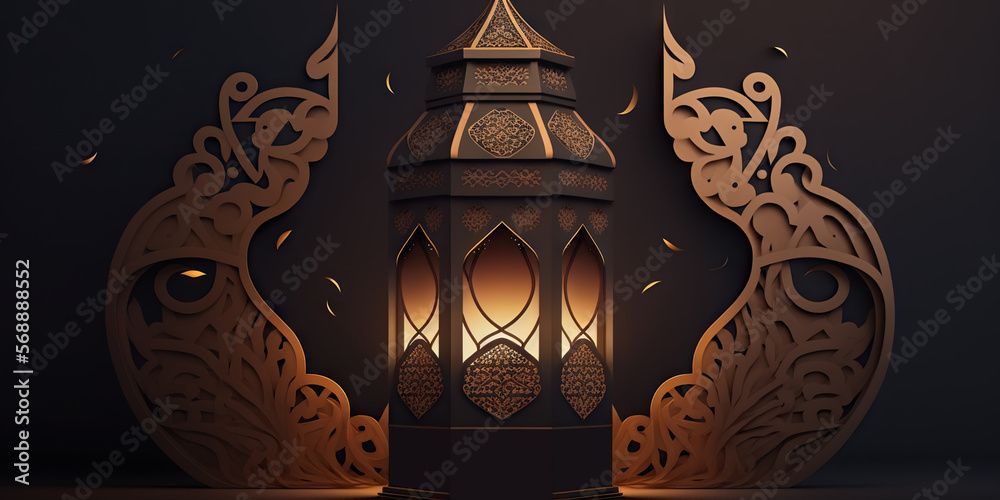 Muslim mosque beautiful illustration. Generative AI