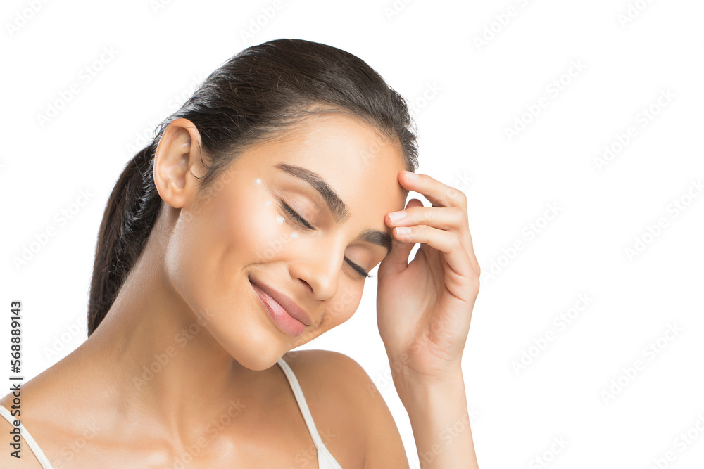 Portrait of smiling young woman with closed eyes