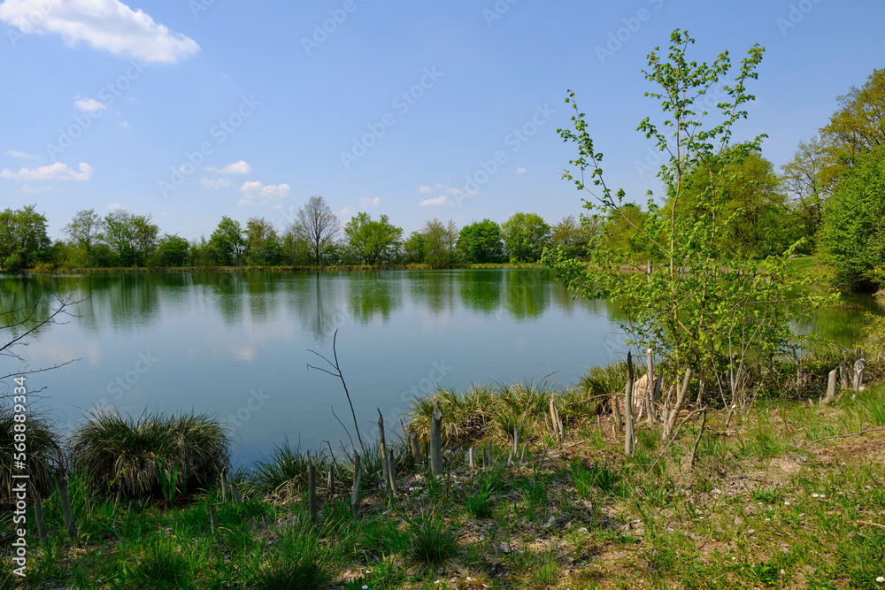 Längenbach Talsperre bei Goßmannsdorf im Naturpark Haßberge, Stadt Hofheim in  Unterfranken, Landkreis Haßfurt,  Unterfranken, Franken, Bayern, Deutschland